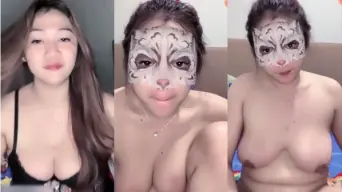 Mbak Azkia Pake Lingerie Hitam Live Bugil, Bikin Greget.