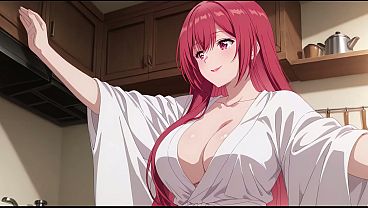 Anak Tiri Pulang Lebih Awal, Melihat Istri Bapak Masak Pakai Jubah Tipis, Bikin Greget. Kureha Enomoto Cosplay Panas (ai-generated)